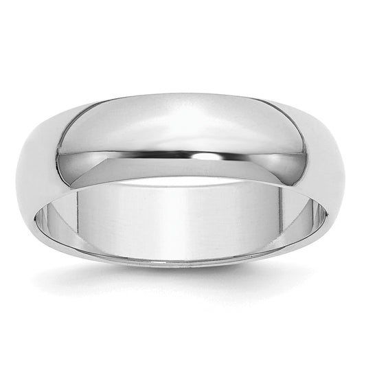 Sterling Silver Rhodium-plated 6mm Half-Round Size 9 Band