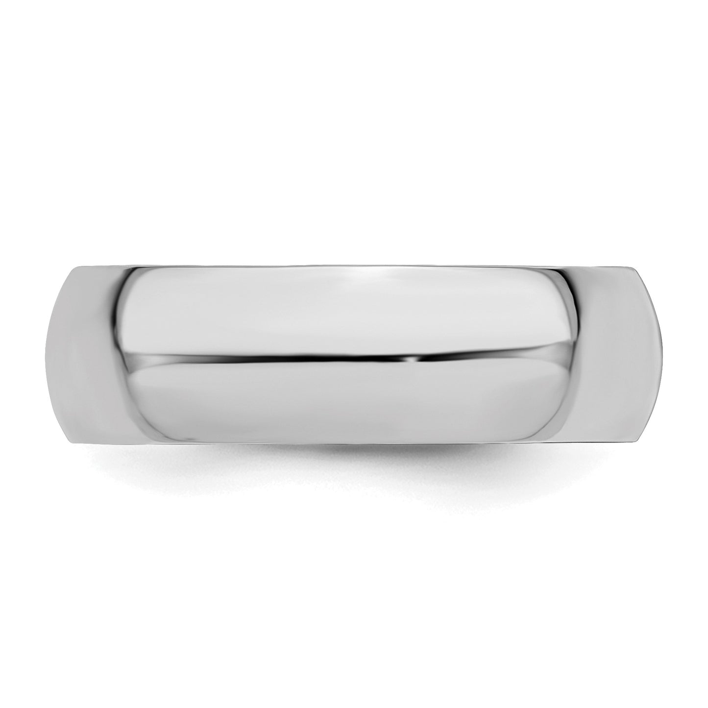 Sterling Silver Rhodium-plated 7mm Half-Round Size 13 Band