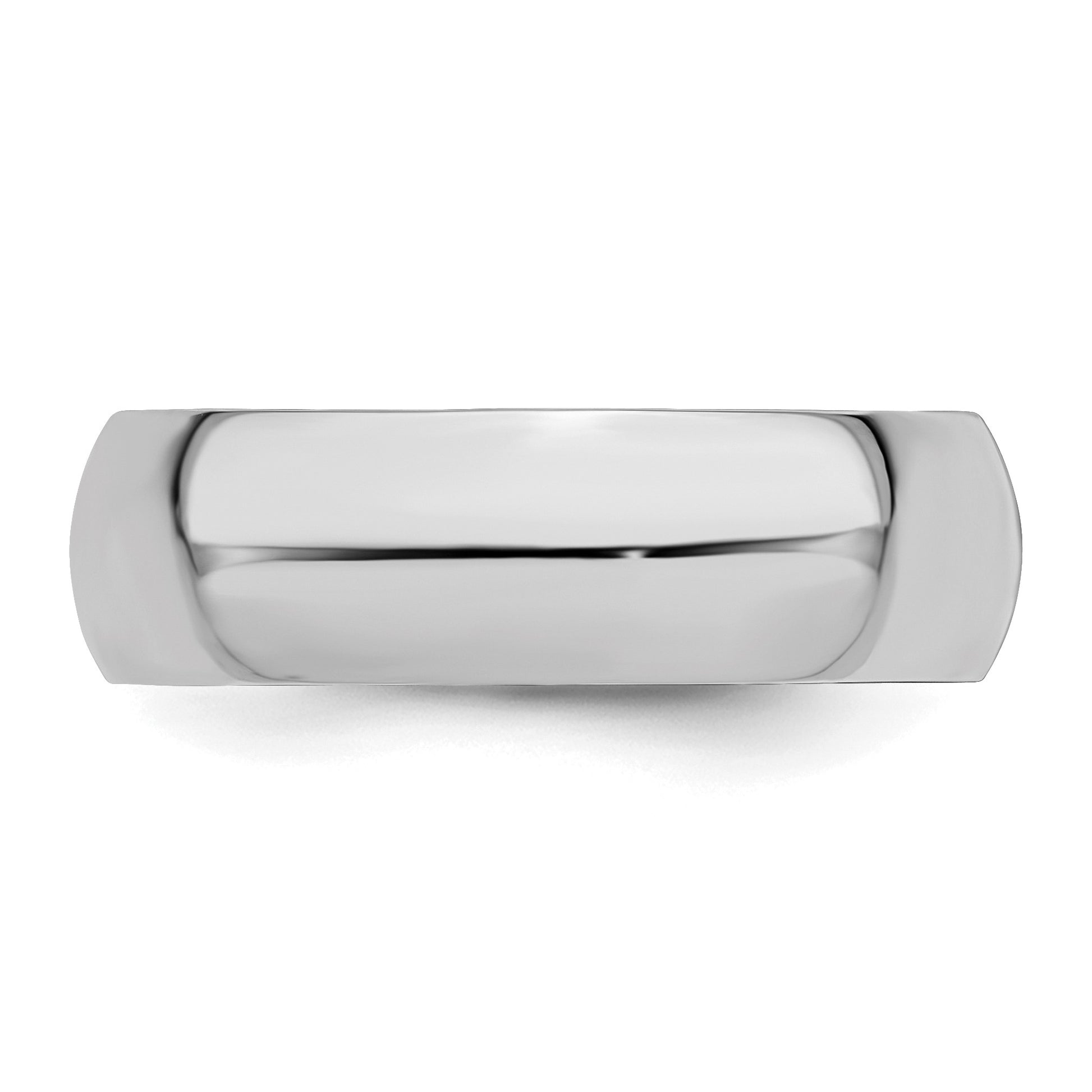 Sterling Silver Rhodium-plated 7mm Half-Round Size 13 Band