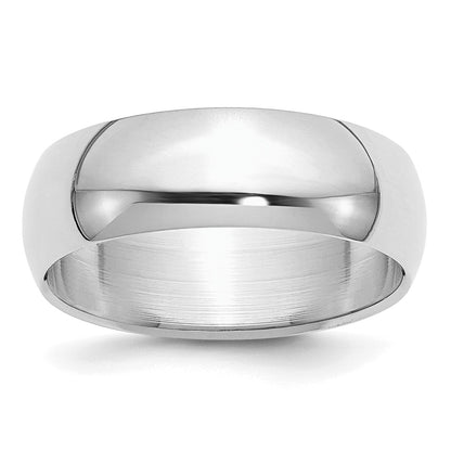 Sterling Silver Rhodium-plated 7mm Half-Round Size 13 Band