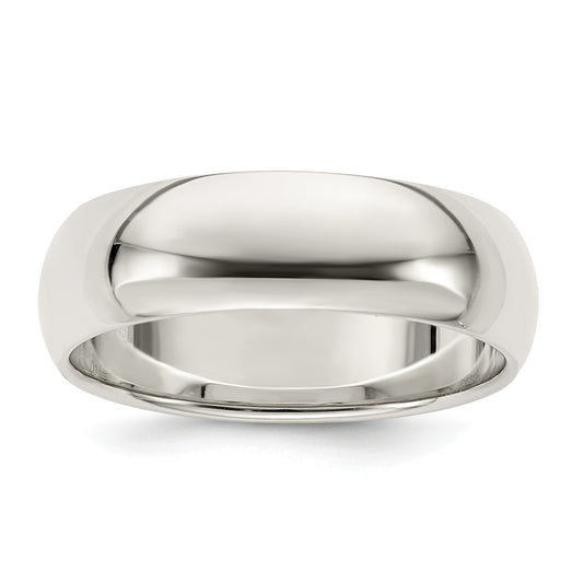 Sterling Silver 7mm Half Round Size 13 Band