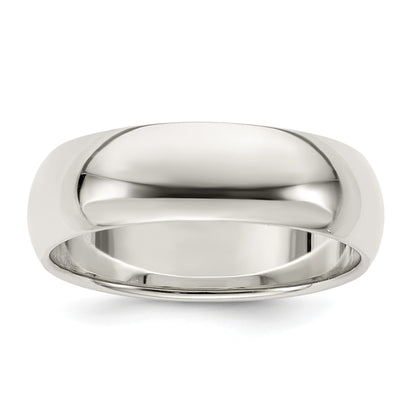 Sterling Silver 7mm Half Round Size 9 Band