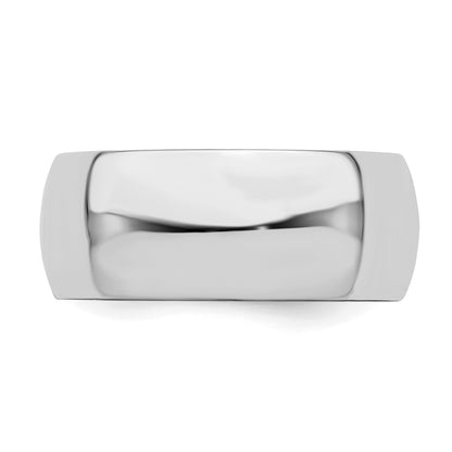 Sterling Silver Rhodium-plated 8mm Half-Round Size 6 Band