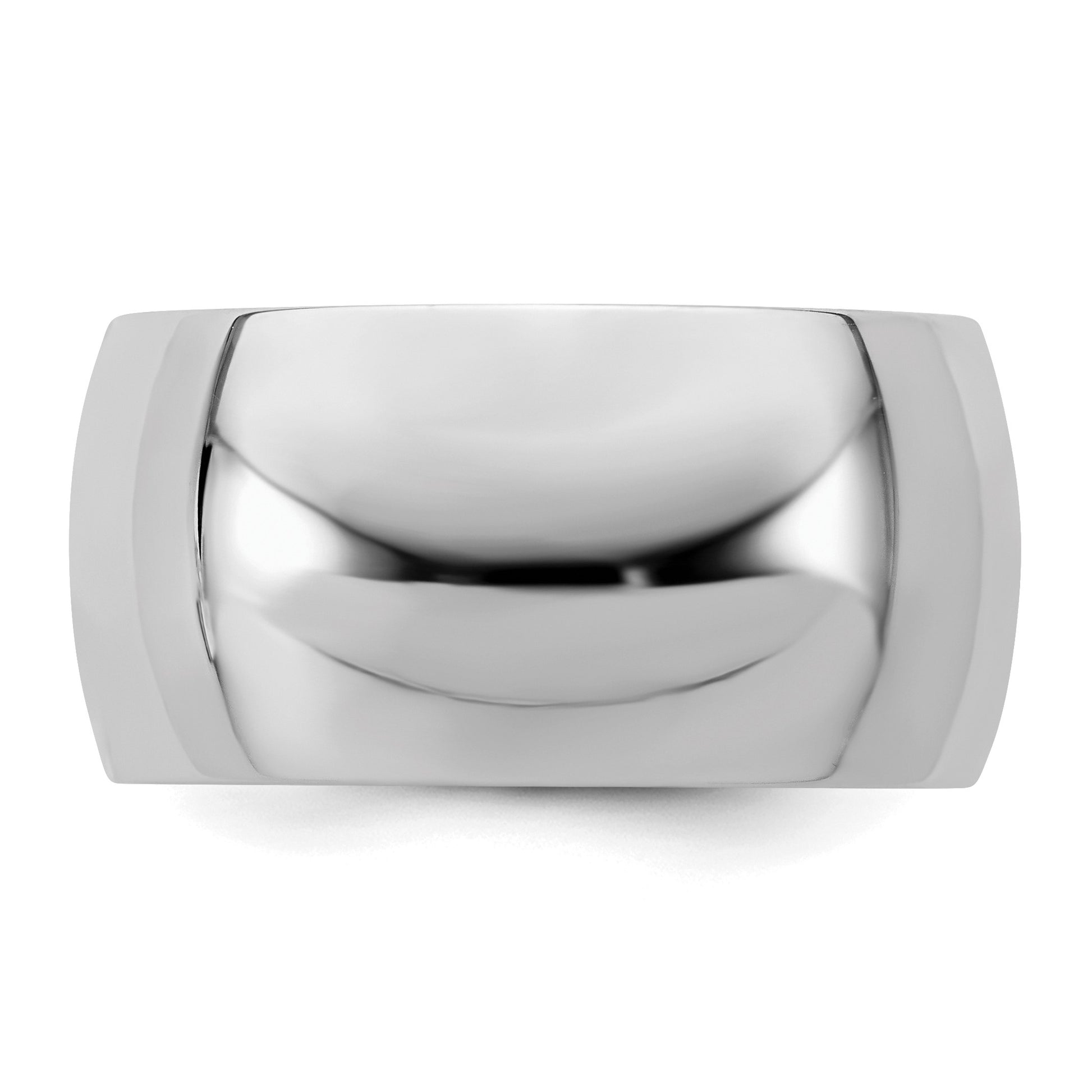Sterling Silver Rhodium-plated 10mm Half-Round Size 8 Band