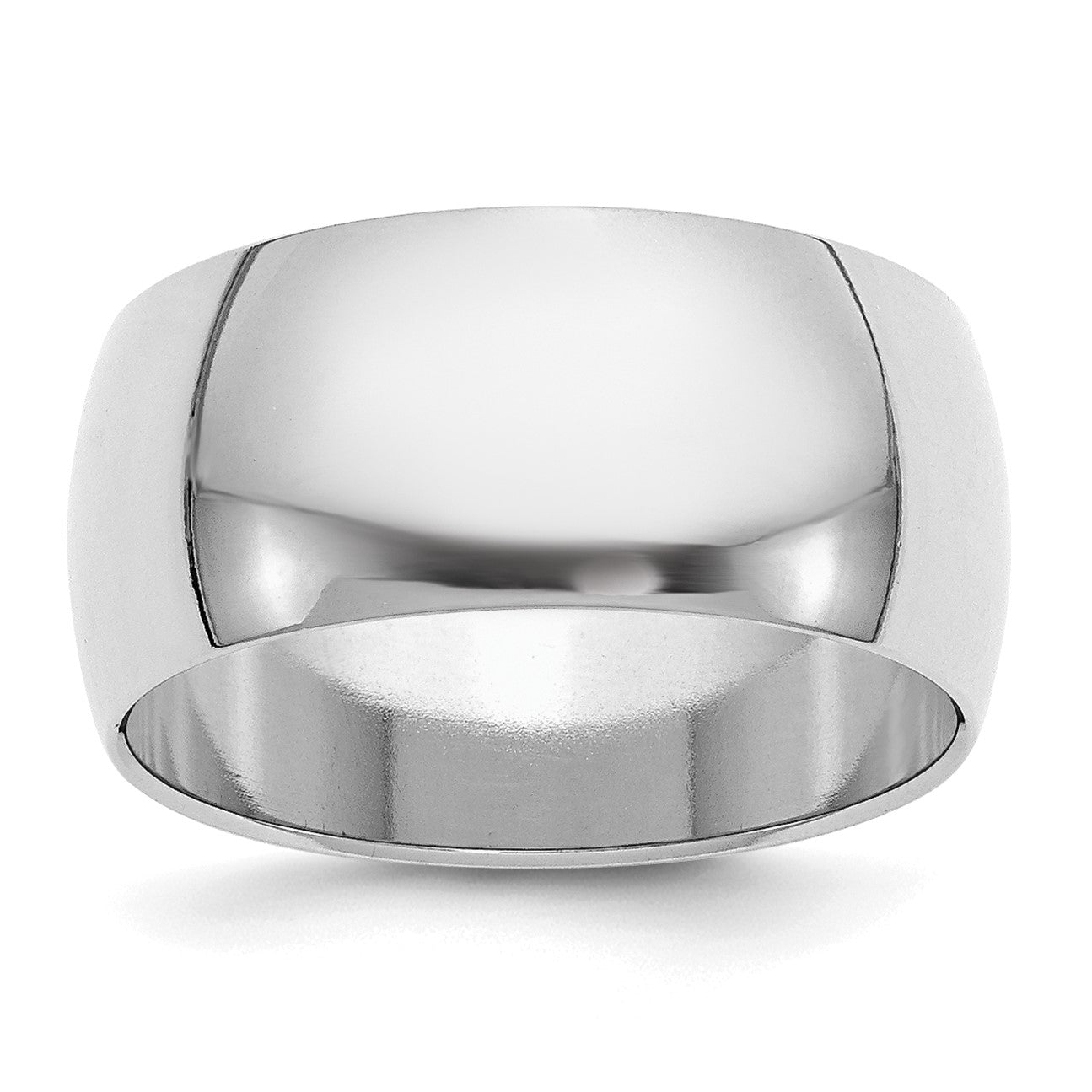 Sterling Silver Rhodium-plated 10mm Half-Round Size 8 Band