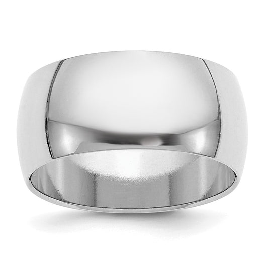 Sterling Silver Rhodium-plated 10mm Half-Round Size 6 Band