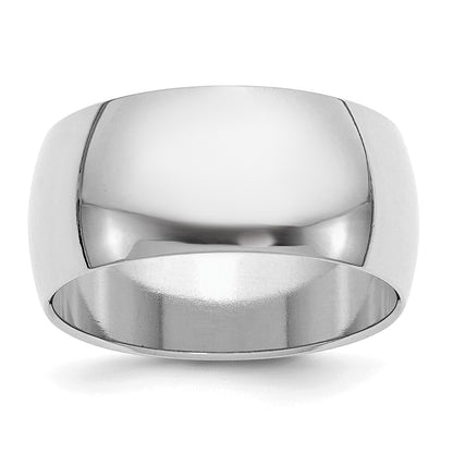 Sterling Silver Rhodium-plated 10mm Half-Round Size 9 Band