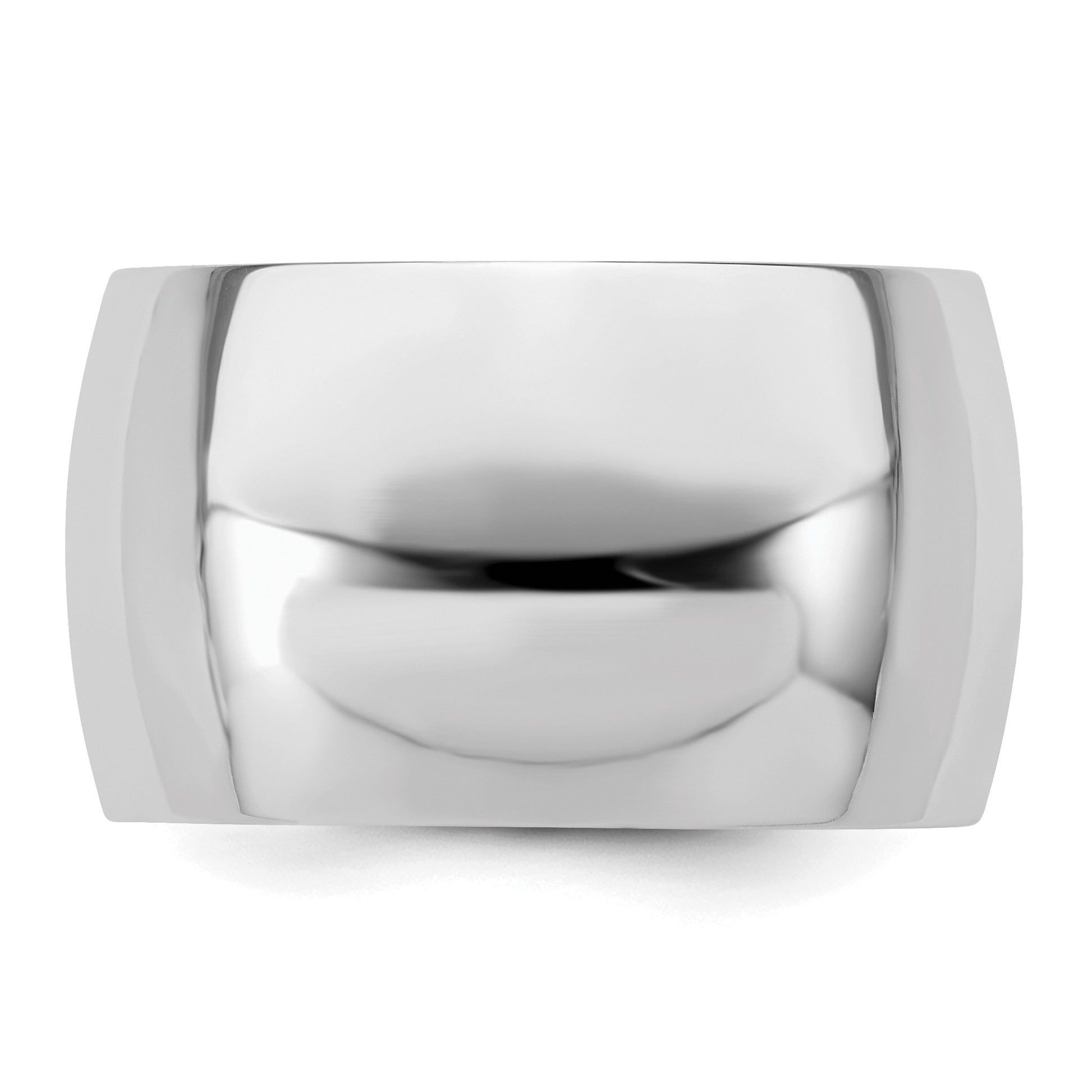 Sterling Silver Rhodium-plated 12mm Half-Round Size 10 Band
