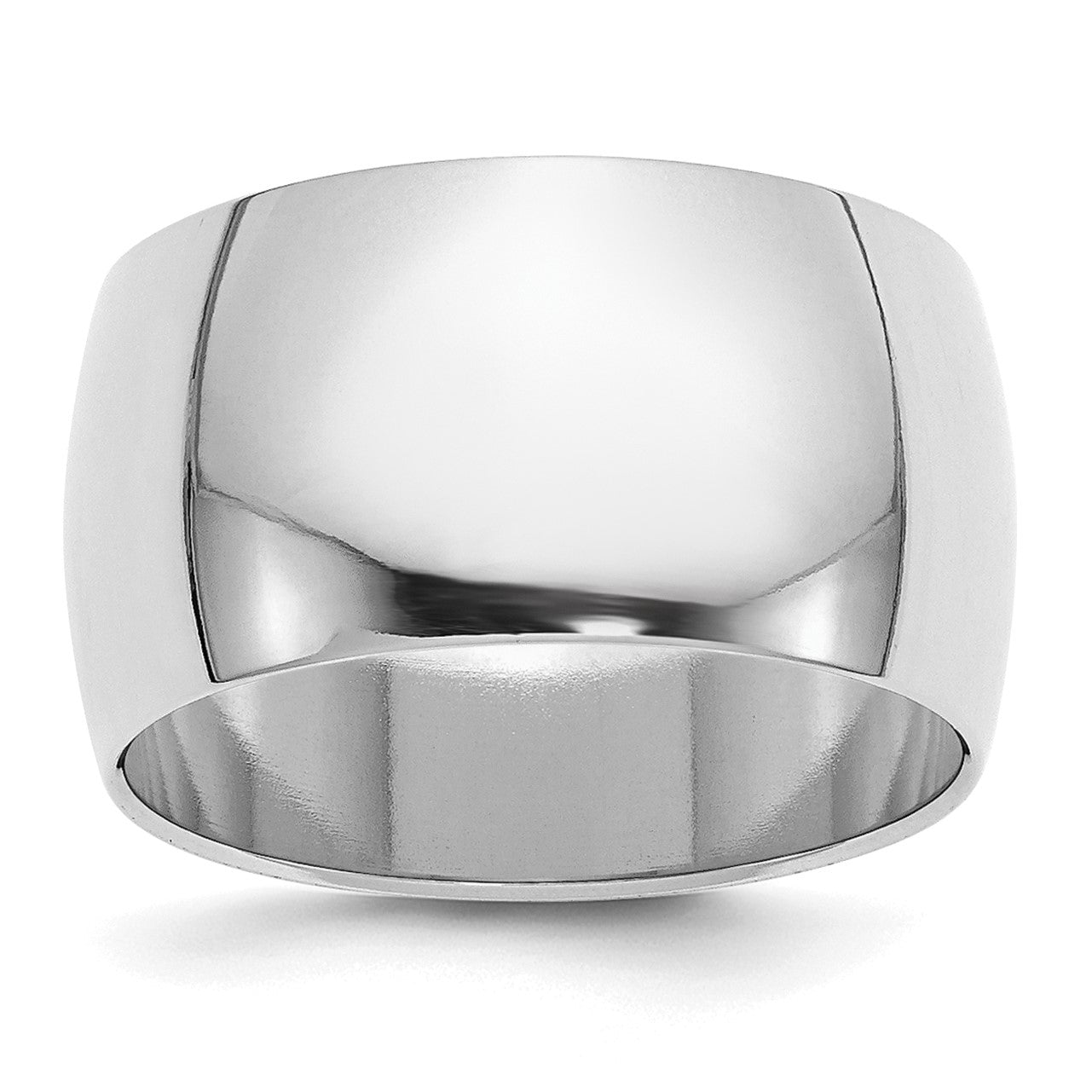Sterling Silver Rhodium-plated 12mm Half-Round Size 10 Band