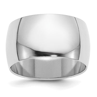 Sterling Silver Rhodium-plated 12mm Half-Round Size 7 Band