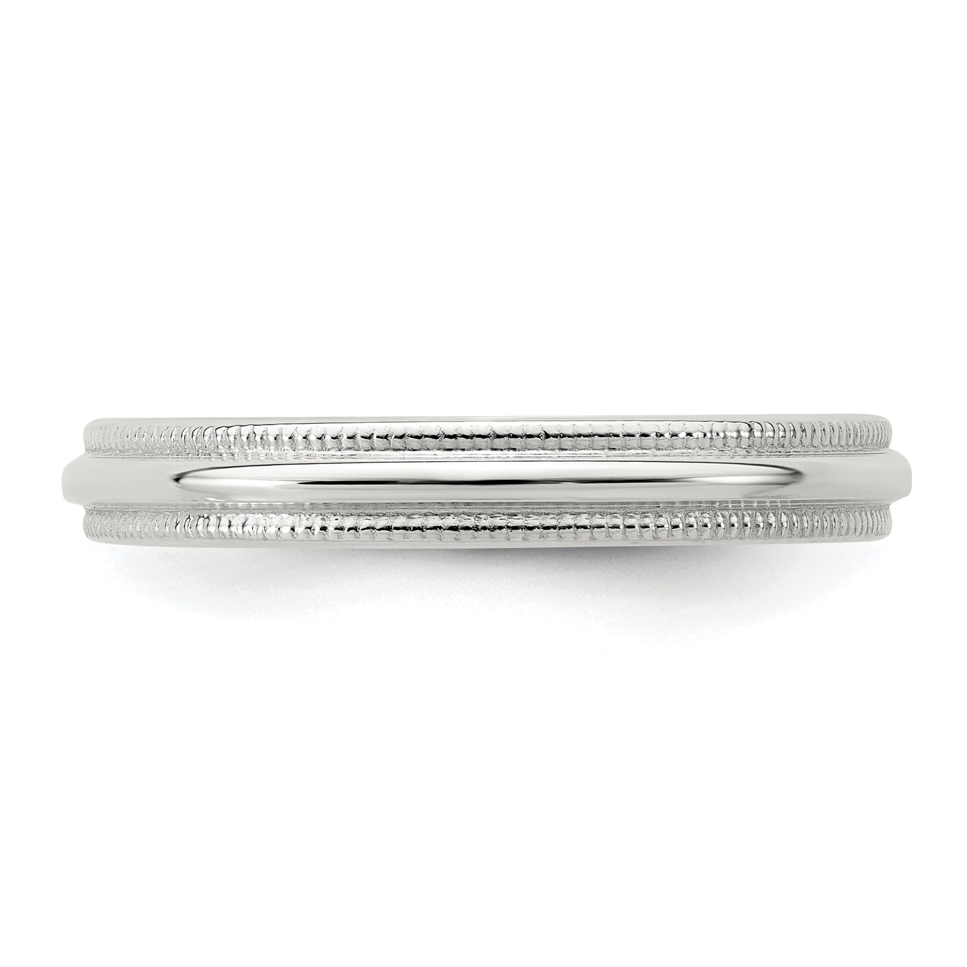 Sterling Silver 3mm Half Round Milgrain Size 11.5 Band