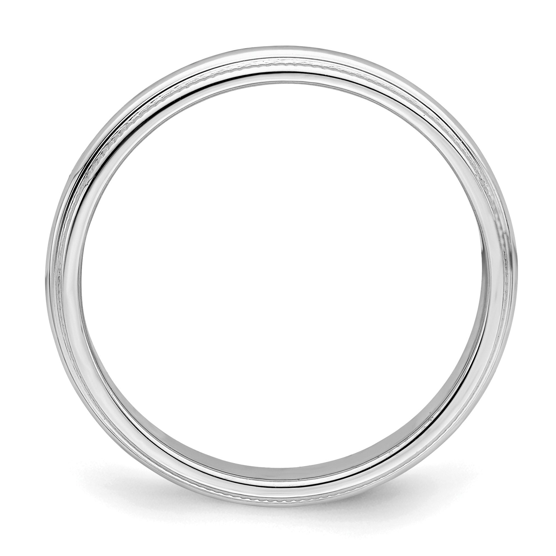 Sterling Silver Rhodium-plated 3mm Half Round Milgrain Size 8 Band