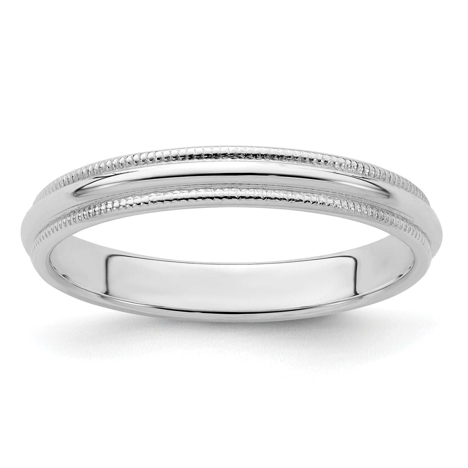 Sterling Silver 3mm Half Round Milgrain Size 9 Band