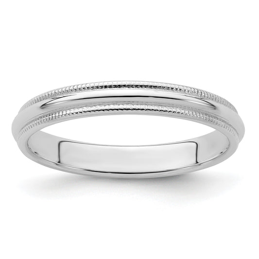 Sterling Silver 3mm Half Round Milgrain Size 7 Band
