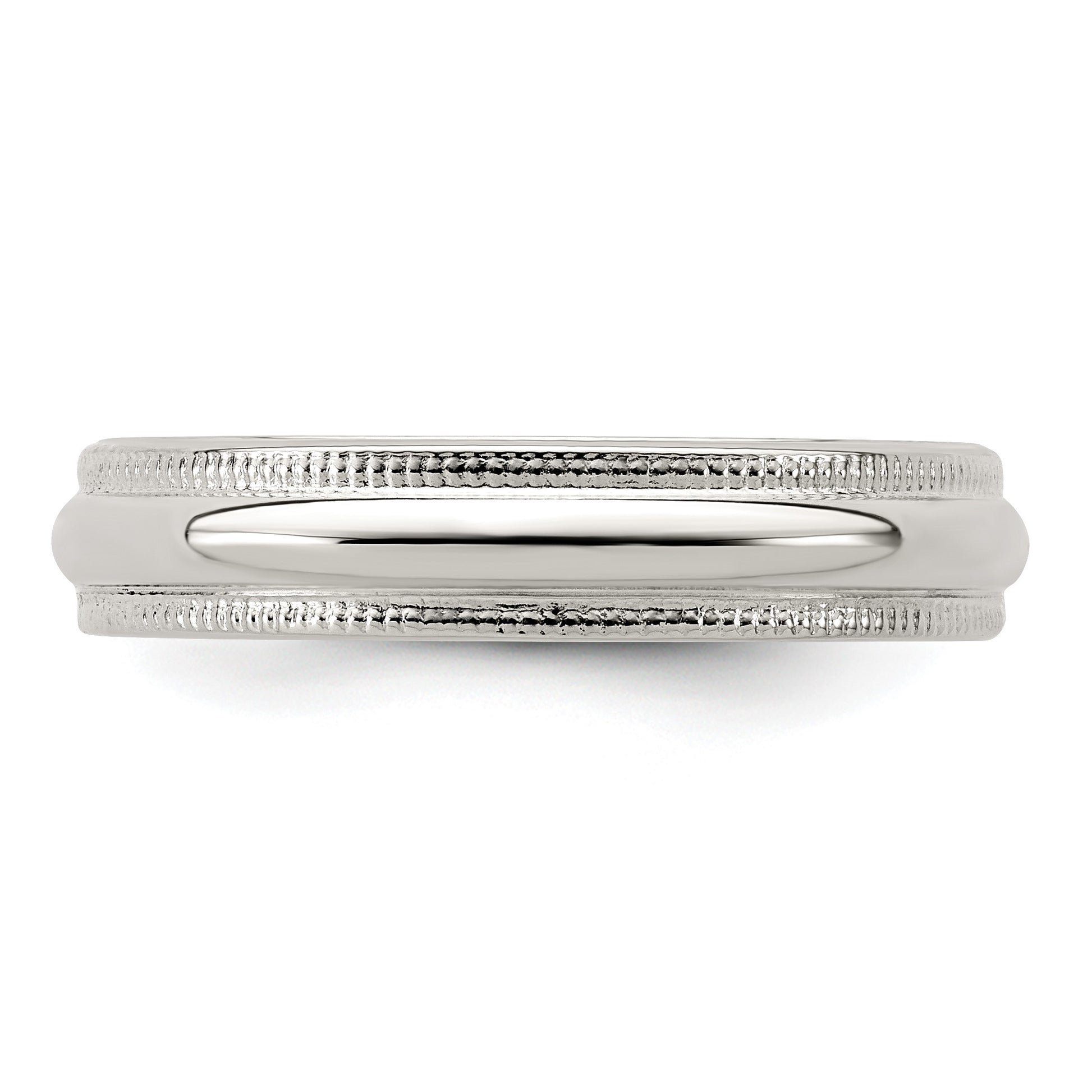 Sterling Silver 4mm Half Round Milgrain Size 11.5 Band