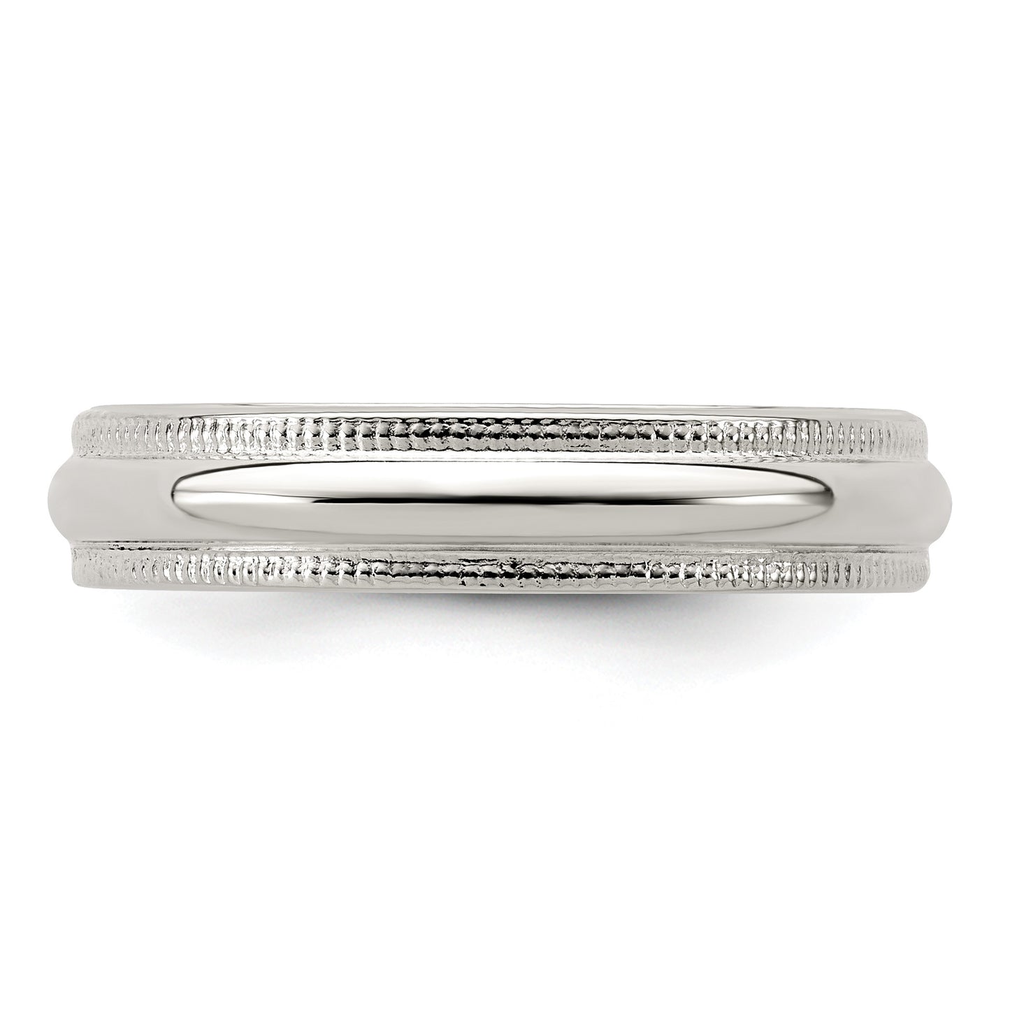 Sterling Silver 4mm Half Round Milgrain Size 13 Band