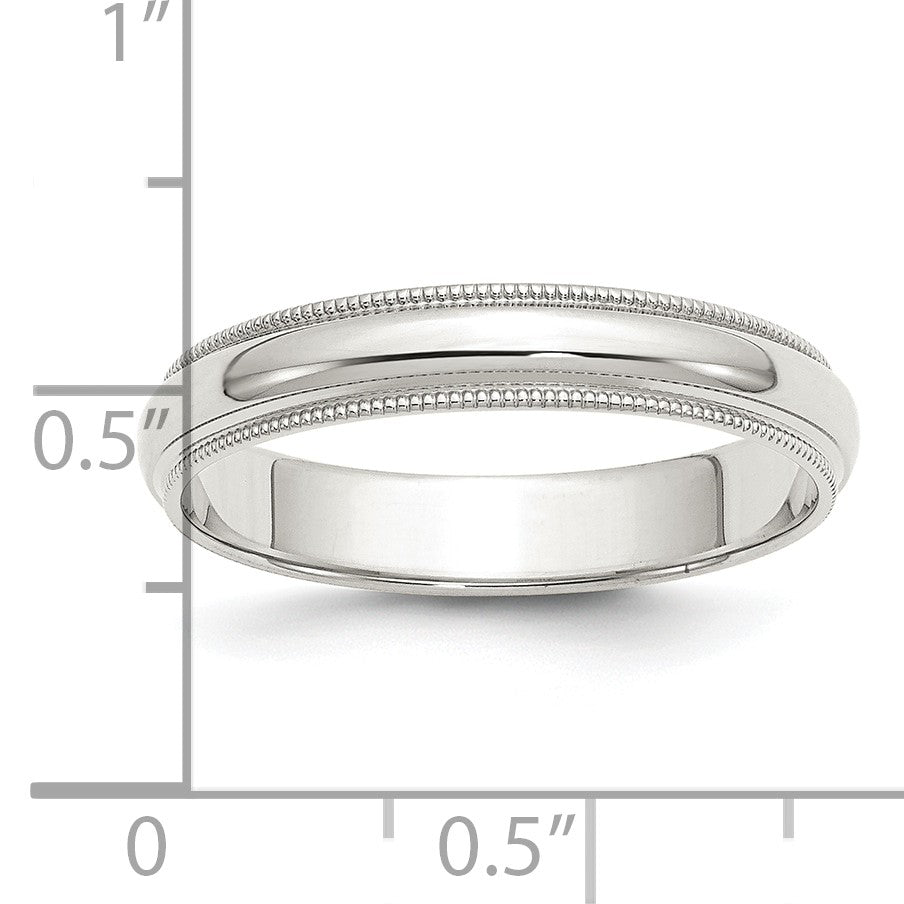 Sterling Silver 4mm Half Round Milgrain Size 11.5 Band