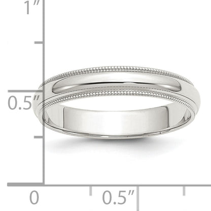 Sterling Silver 4mm Half Round Milgrain Size 4 Band
