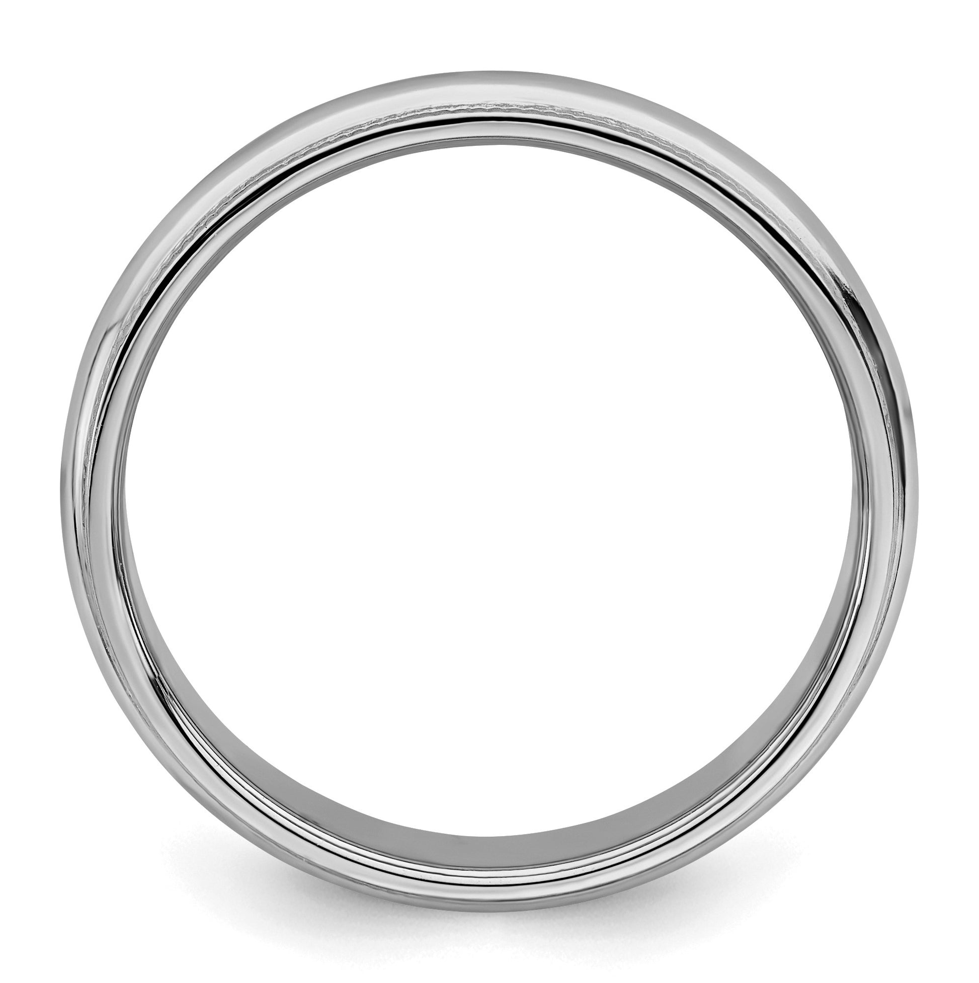 Sterling Silver Rhodium-plated 4mm Half Round Milgrain Size 8 Band