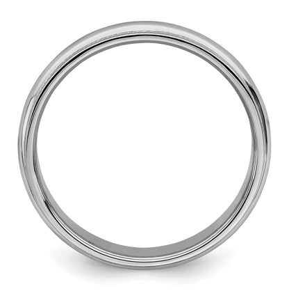 Sterling Silver Rhodium-plated 4mm Half Round Milgrain Size 8 Band