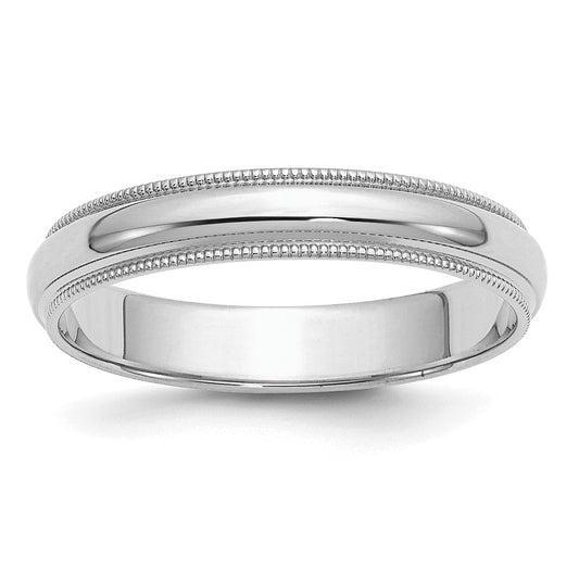 Sterling Silver Rhodium-plated 4mm Half Round Milgrain Size 11 Band