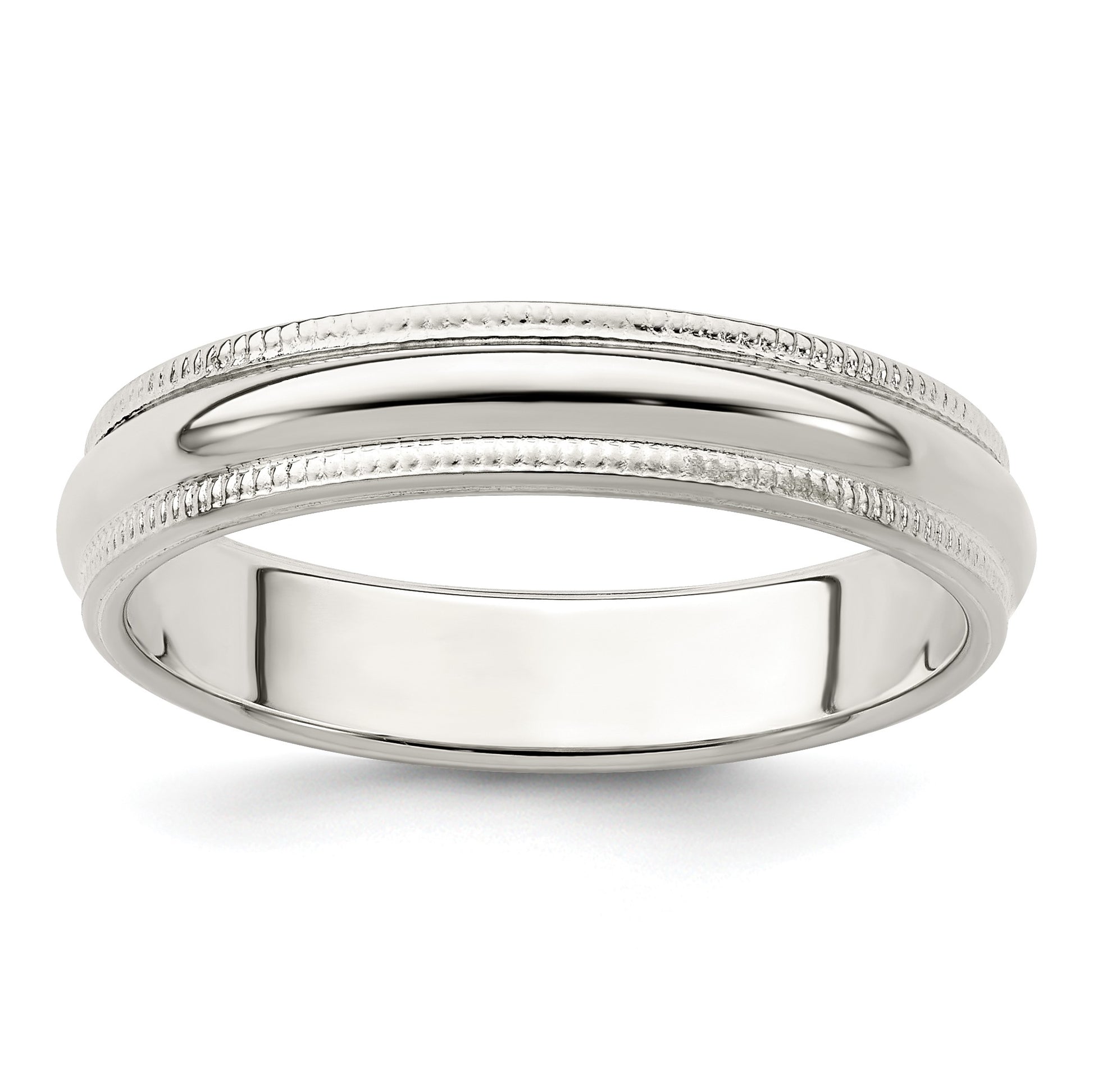 Sterling Silver 4mm Half Round Milgrain Size 12.5 Band