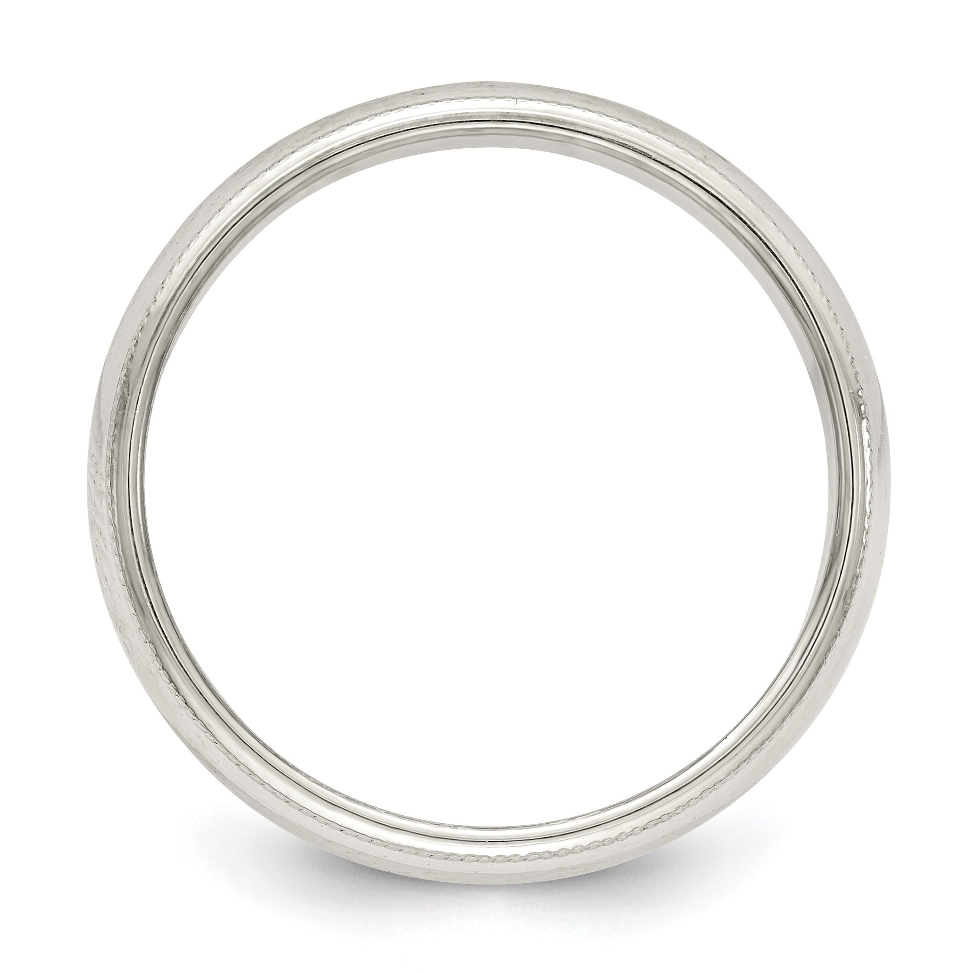 Sterling Silver 5mm Half Round Milgrain Size 7.5 Band