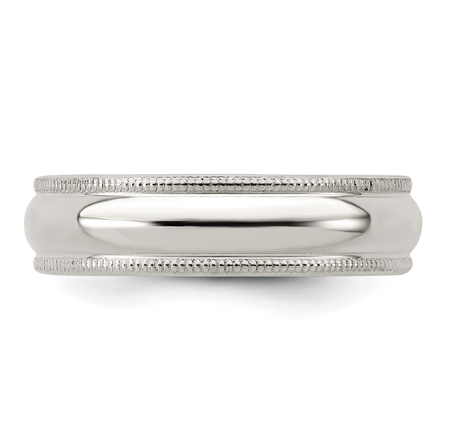 Sterling Silver 5mm Half Round Milgrain Size 7.5 Band