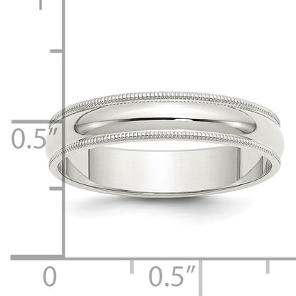 Sterling Silver 5mm Half Round Milgrain Size 4.5 Band