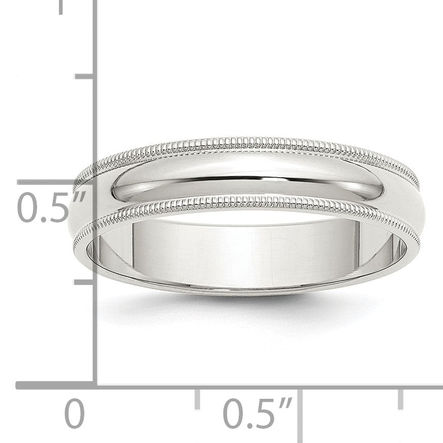 Sterling Silver 5mm Half Round Milgrain Size 4 Band