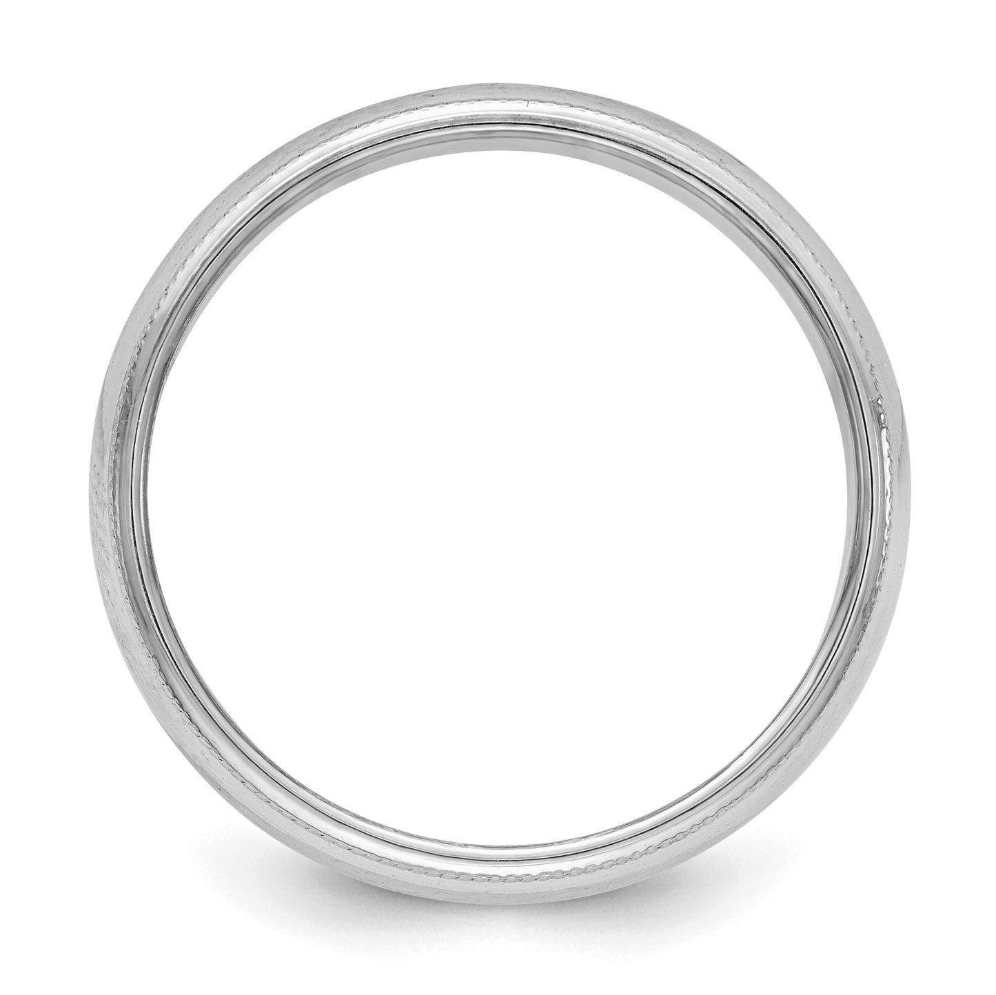 Sterling Silver Rhodium-plated 5mm Half Round Milgrain Size 10 Band