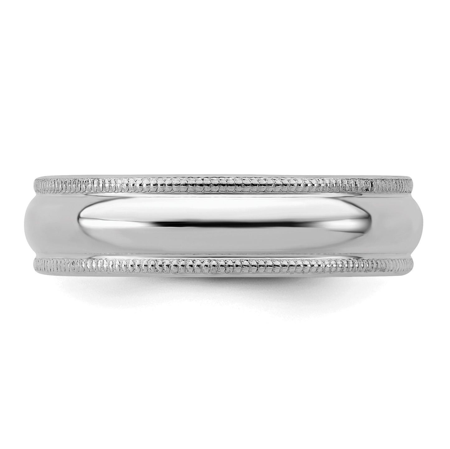 Sterling Silver Rhodium-plated 5mm Half Round Milgrain Size 10 Band