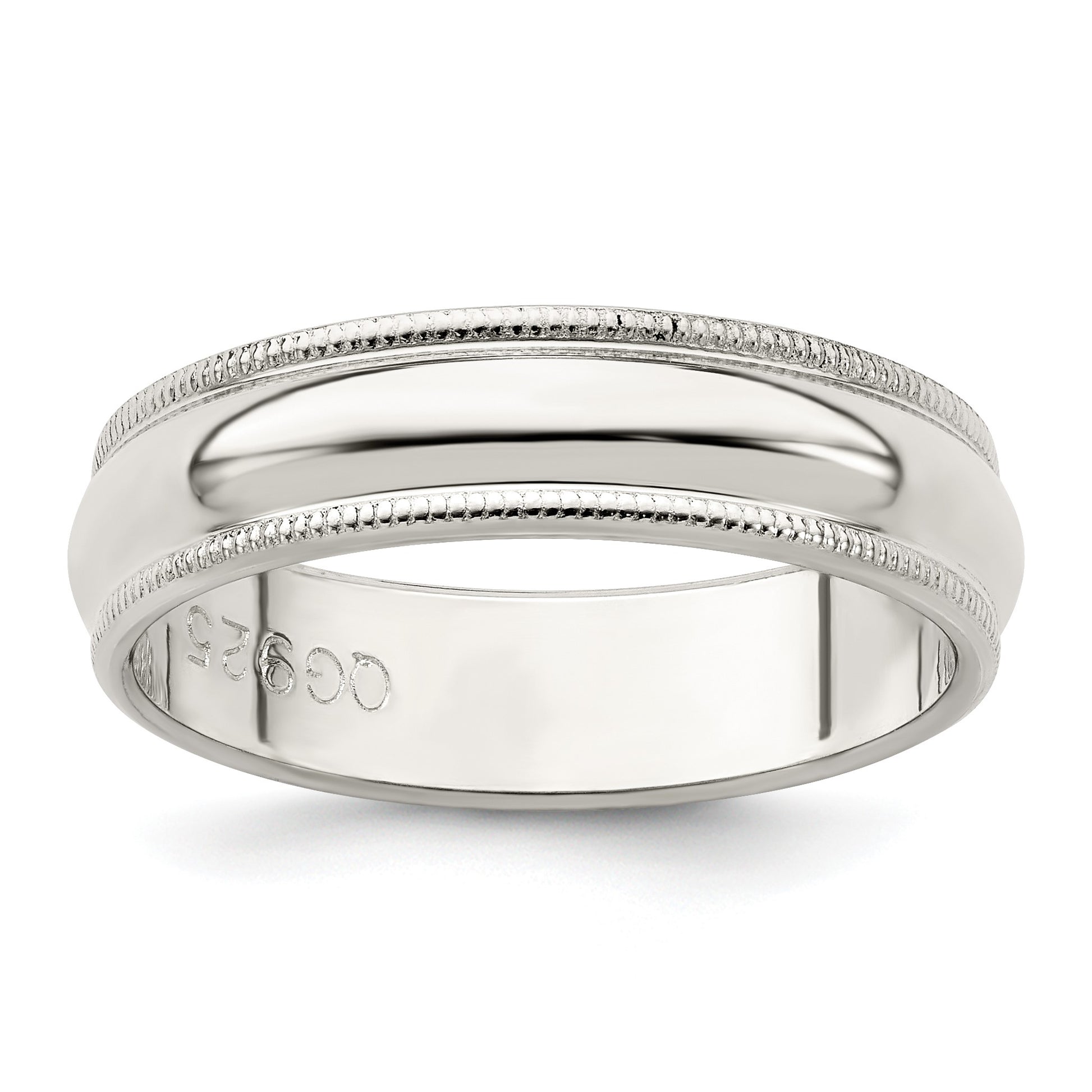 Sterling Silver 5mm Half Round Milgrain Size 13 Band