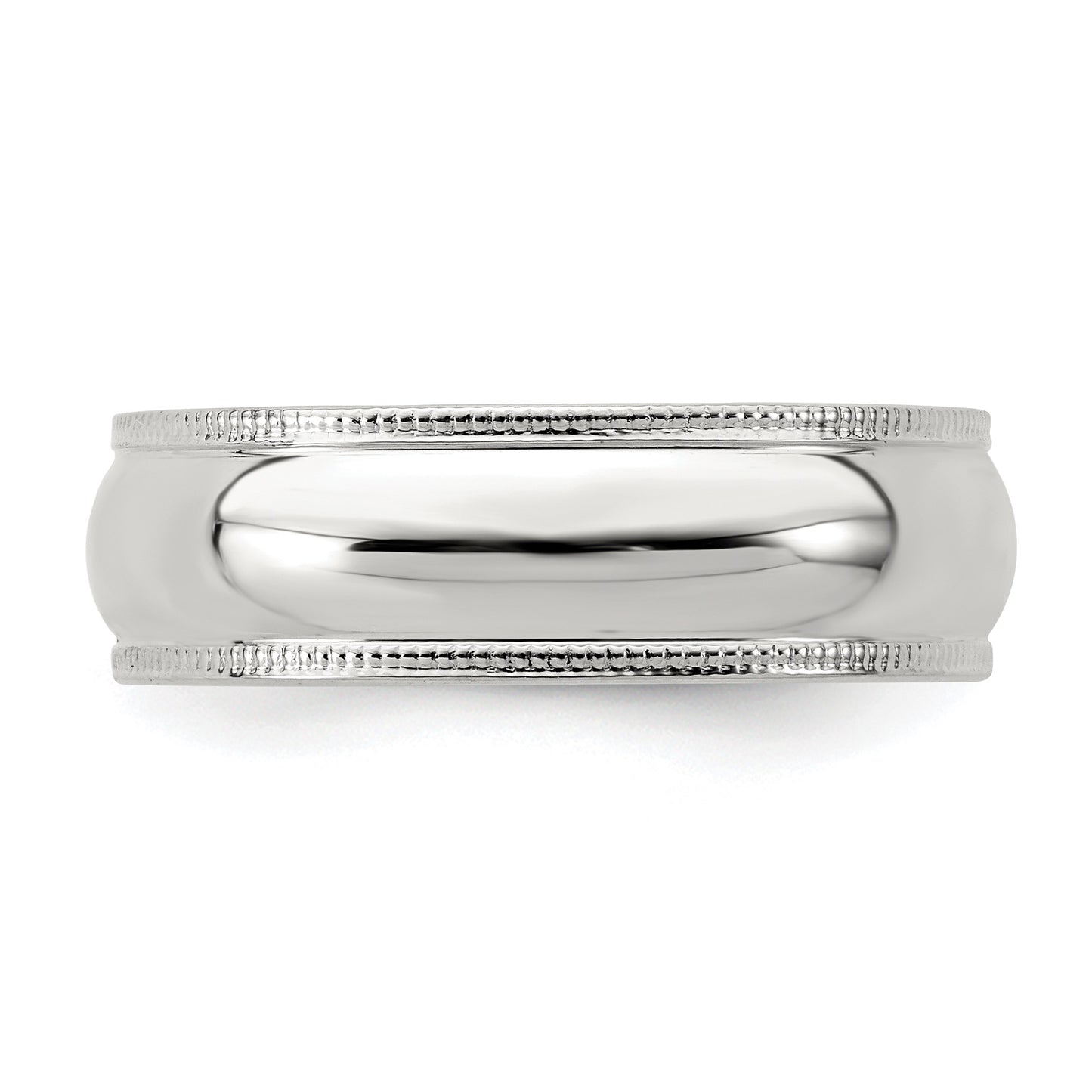 Sterling Silver 6mm Half Round Milgrain Size 11 Band