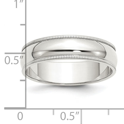 Sterling Silver 6mm Half Round Milgrain Size 6 Band