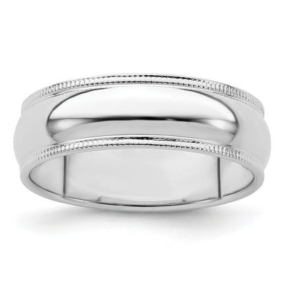 Sterling Silver 6mm Half Round Milgrain Size 11 Band