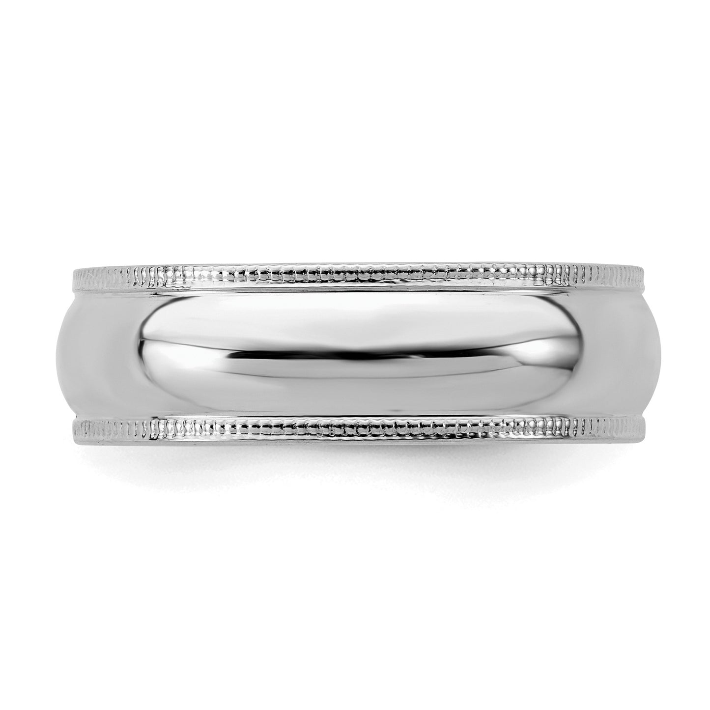 Sterling Silver Rhodium-plated 6mm Half Round Milgrain Size 10 Band