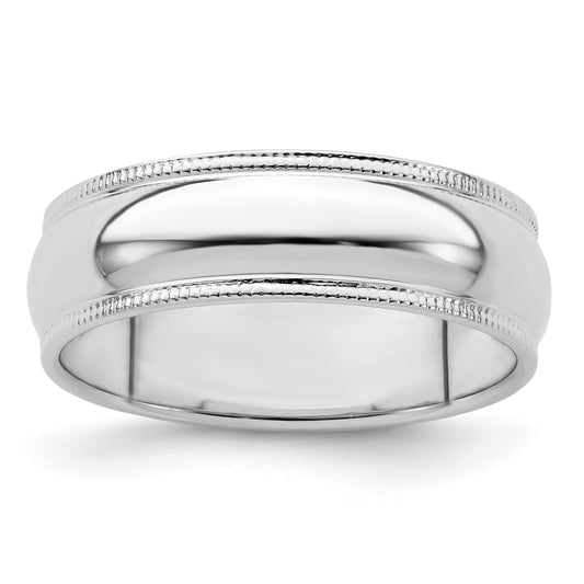 Sterling Silver 6mm Half Round Milgrain Size 5.5 Band