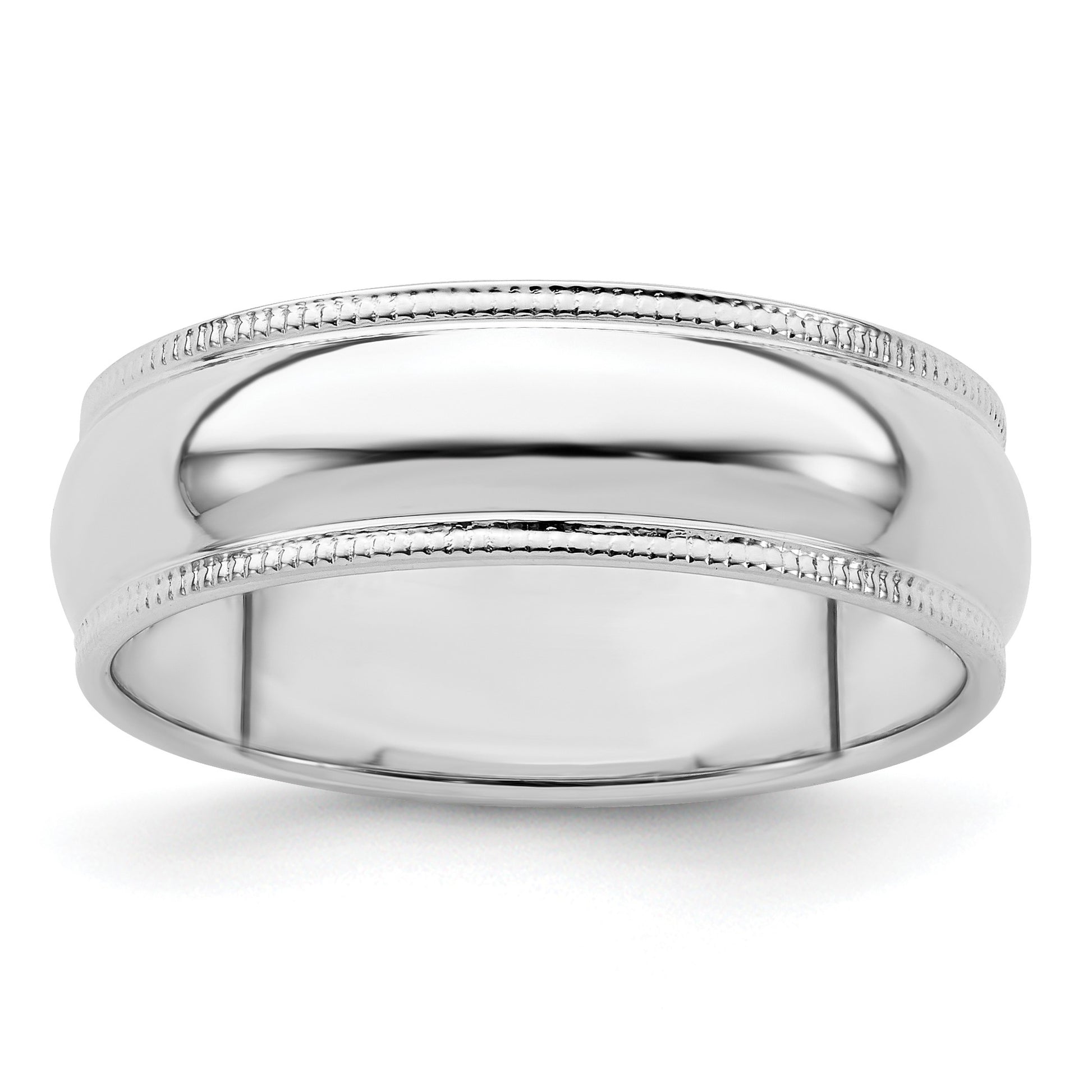 Sterling Silver 6mm Half Round Milgrain Size 8 Band