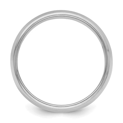 Sterling Silver Rhodium-plated 7mm Half Round Milgrain Size 9.5 Band
