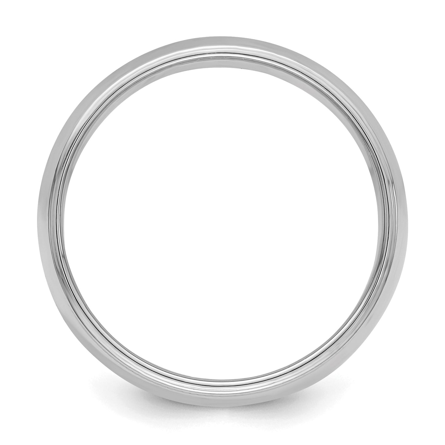 Sterling Silver Rhodium-plated 7mm Half Round Milgrain Size 7 Band
