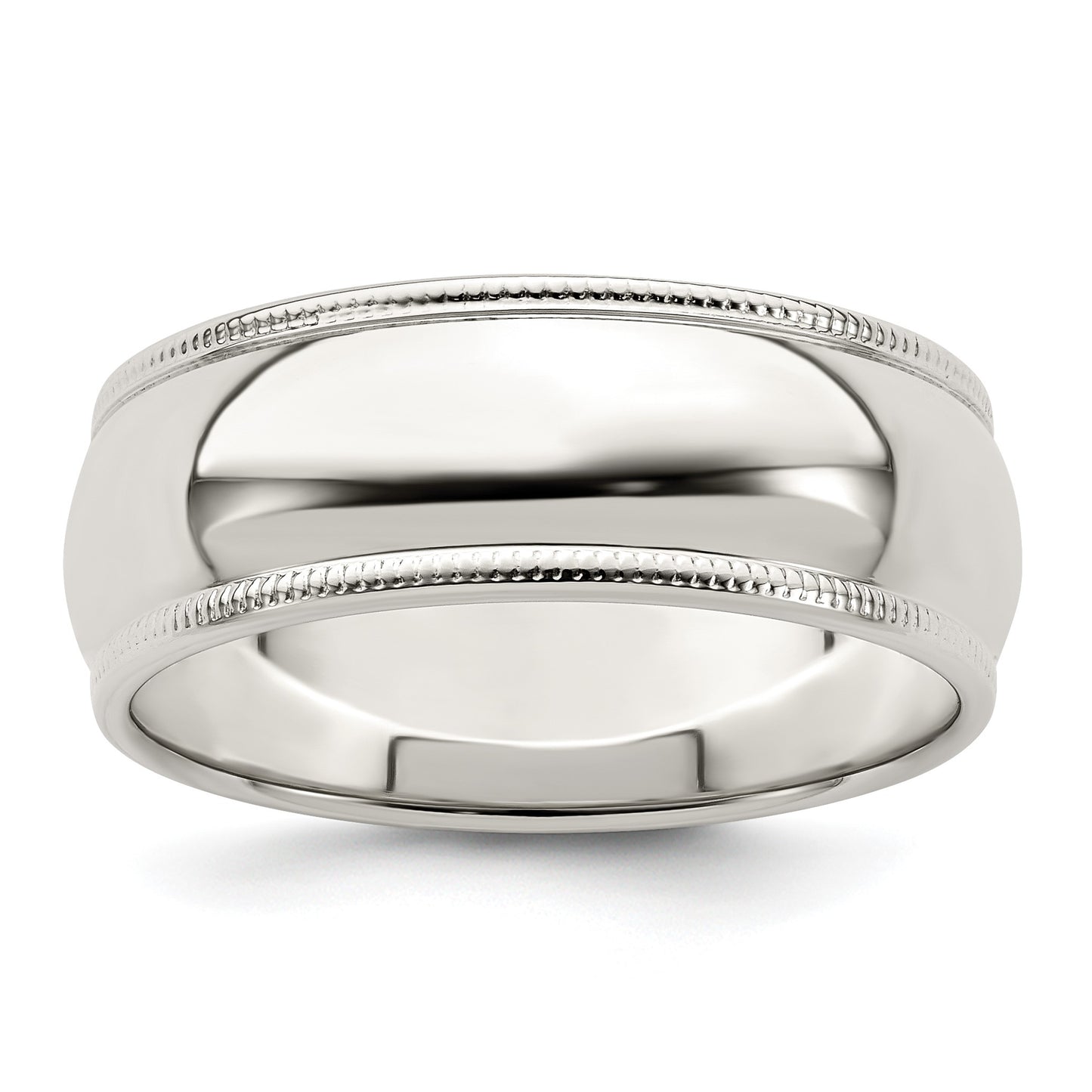 Sterling Silver 7mm Half Round Milgrain Size 9.5 Band
