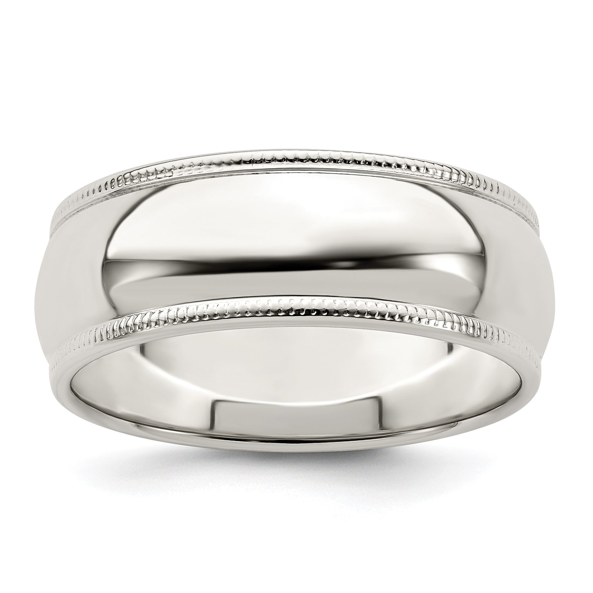 Sterling Silver 7mm Half Round Milgrain Size 6.5 Band