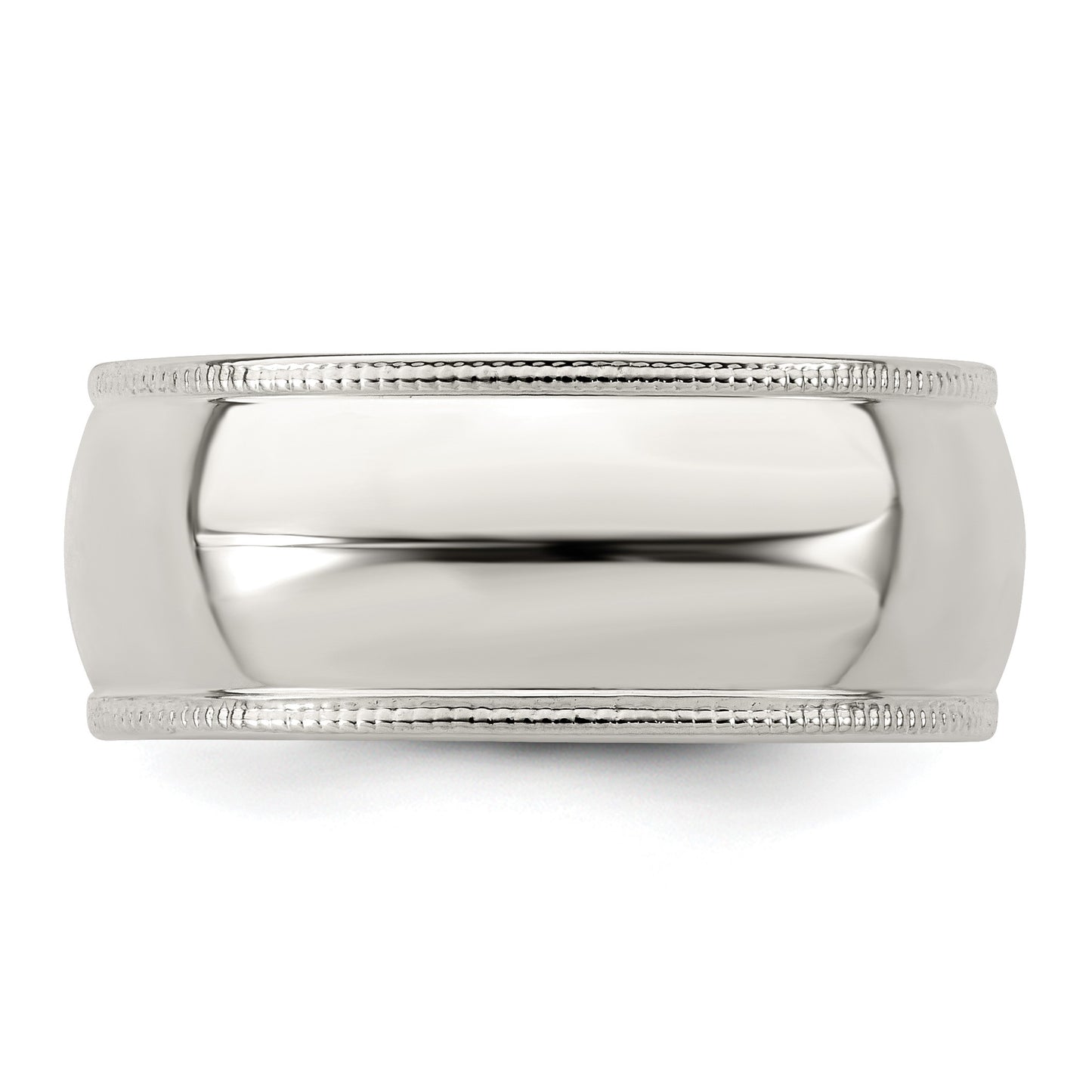 Sterling Silver 8mm Half Round Milgrain Size 7.5 Band
