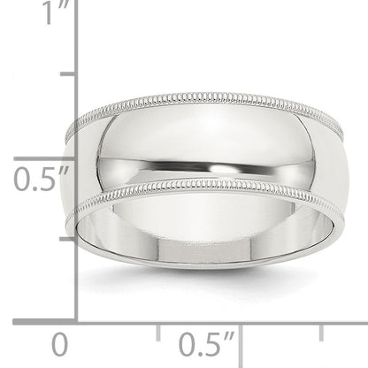 Sterling Silver 8mm Half Round Milgrain Size 5.5 Band