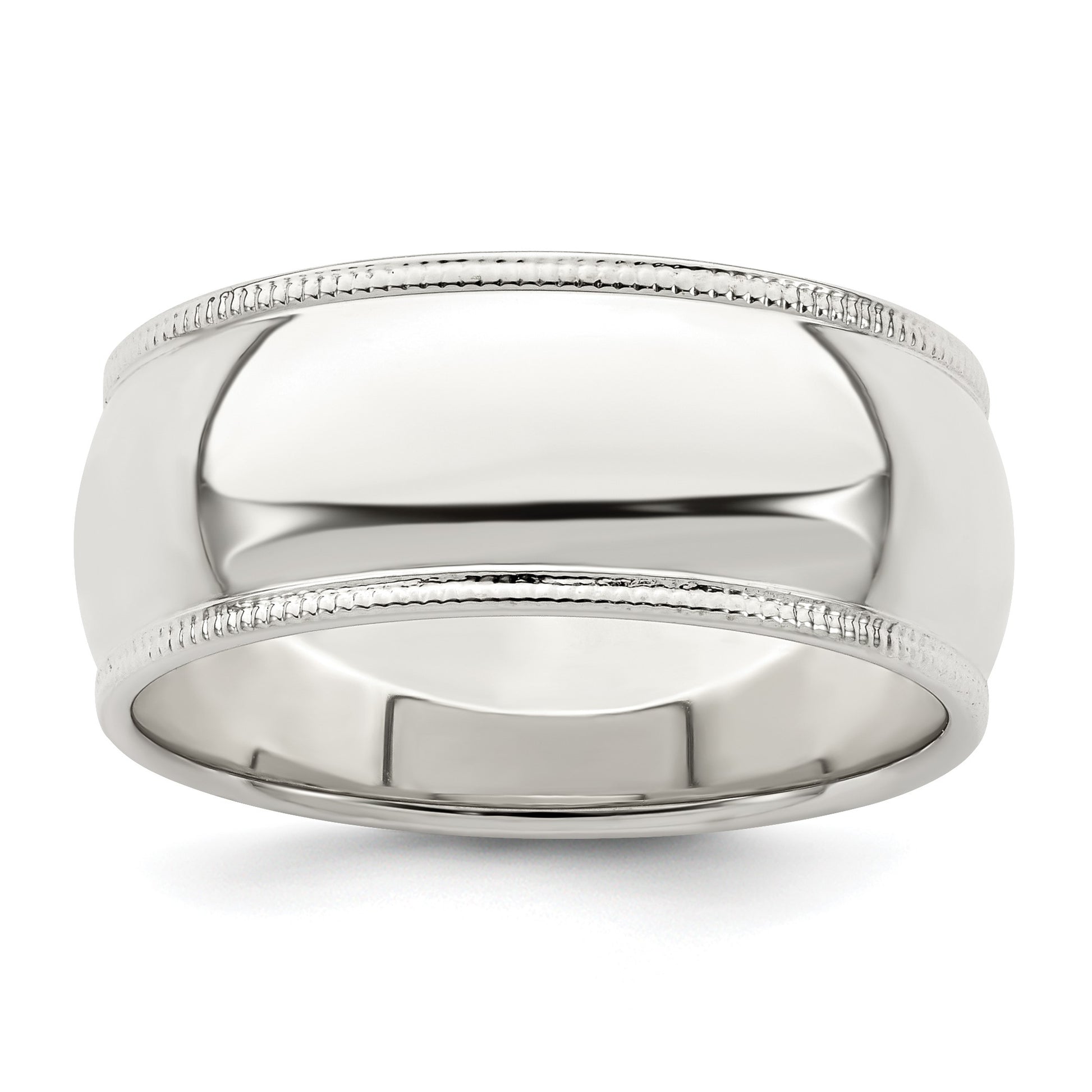 Sterling Silver 8mm Half Round Milgrain Size 7 Band