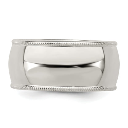Sterling Silver 9mm Half Round Milgrain Size 11 Band