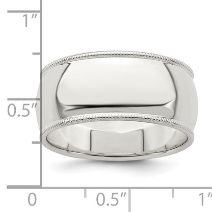 Sterling Silver 9mm Half Round Milgrain Size 11 Band