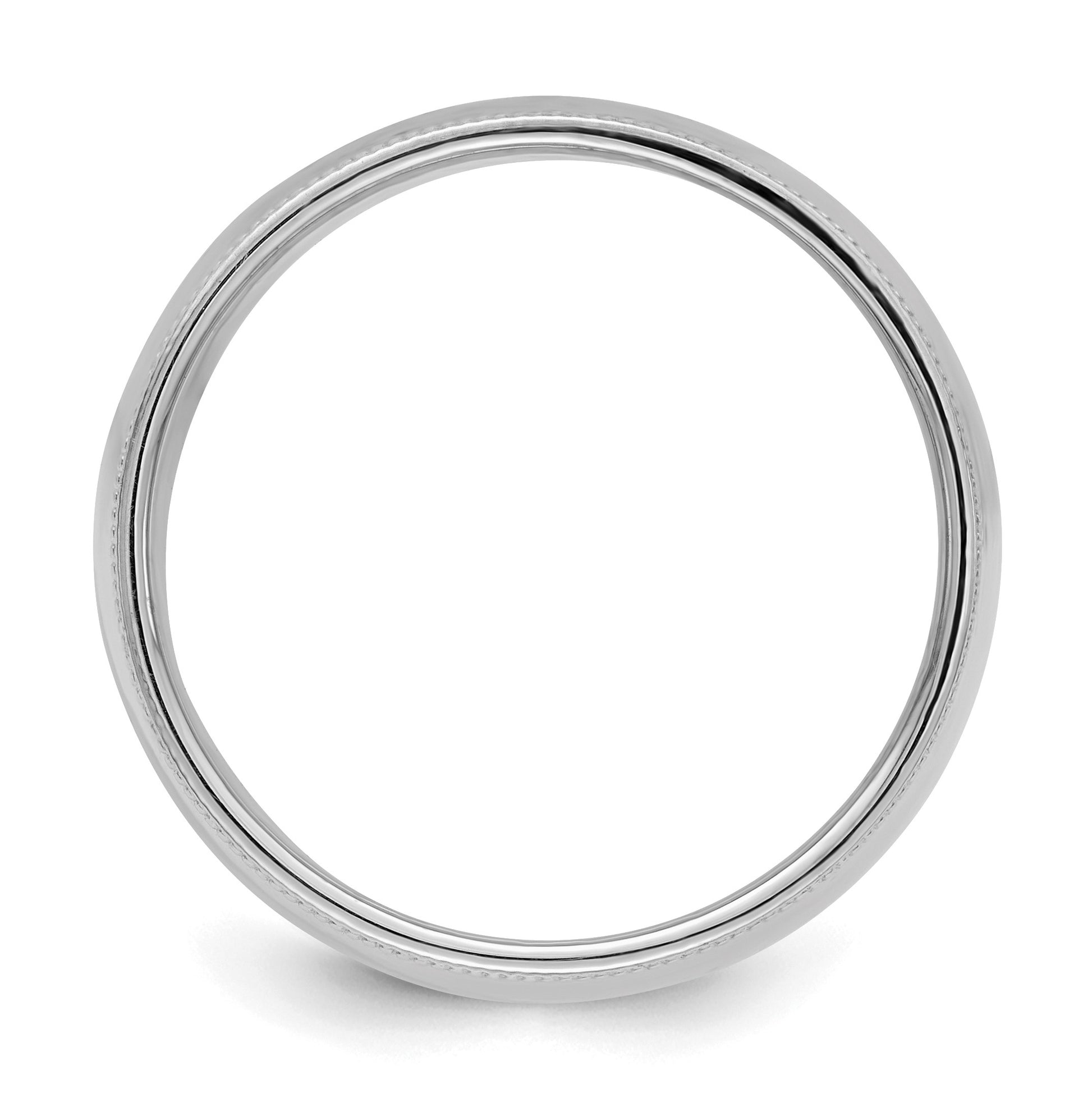 Sterling Silver Rhodium-plated 9mm Half Round Milgrain Size 5 Band