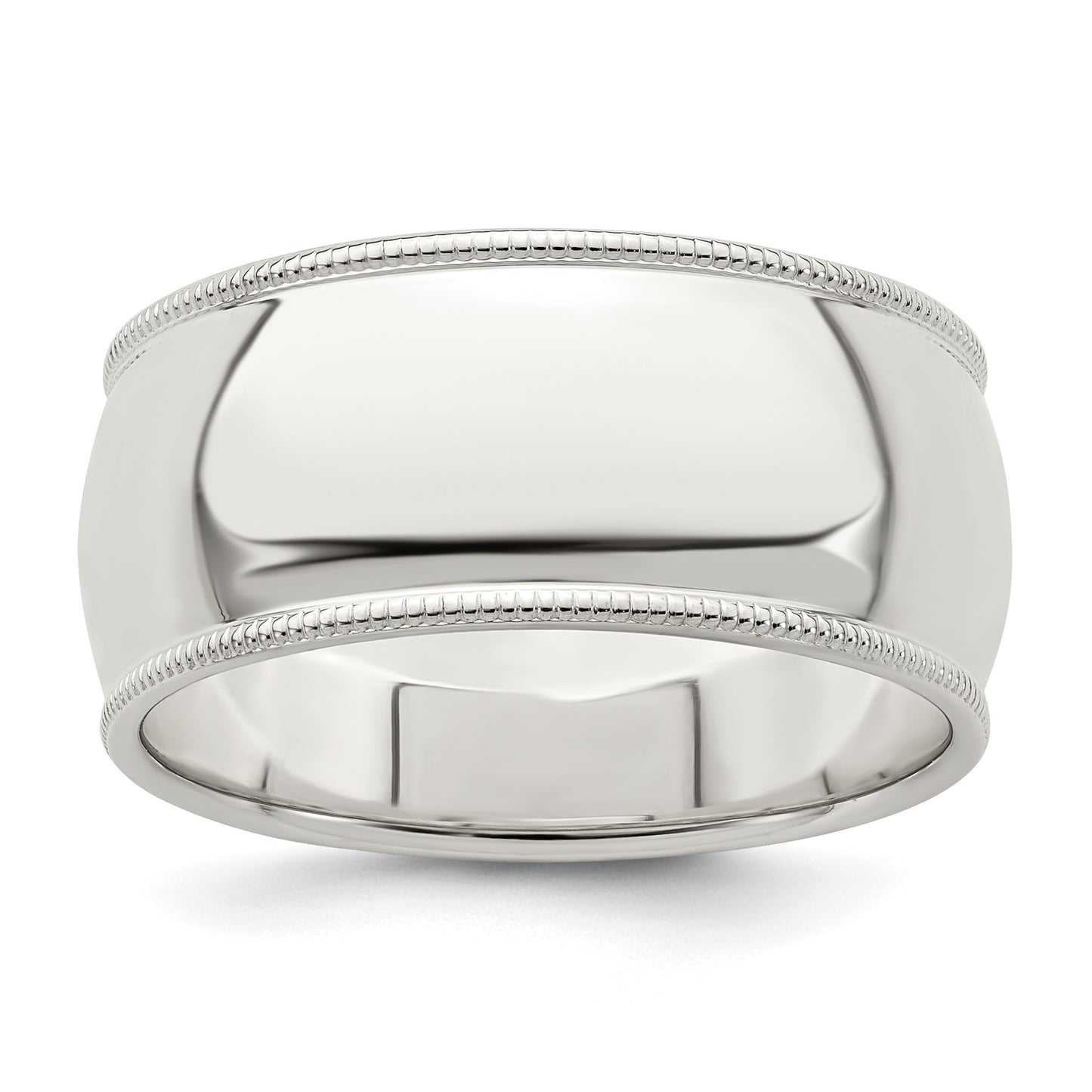 Sterling Silver 9mm Half Round Milgrain Size 10.5 Band